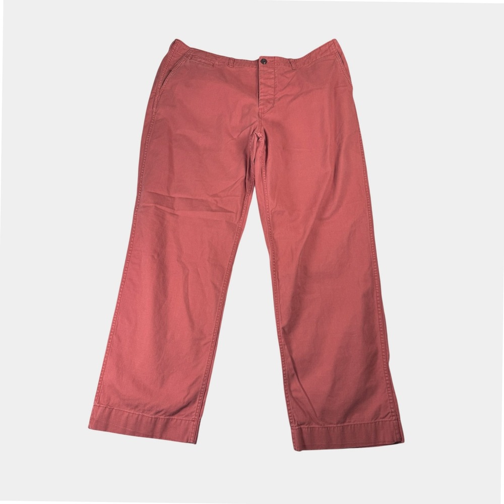 LL Bean Mens Cotton Casual Pants Size 42 Red Brick Workwear‎ Trousers Vintage